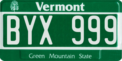 VT license plate BYX999