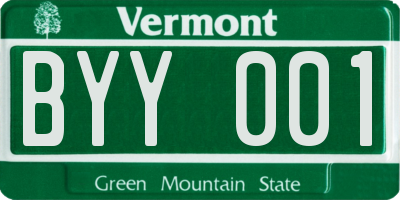 VT license plate BYY001