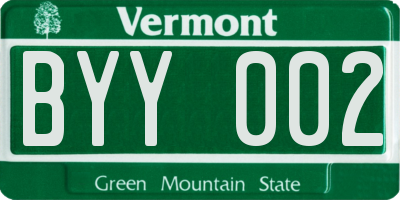 VT license plate BYY002