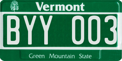 VT license plate BYY003