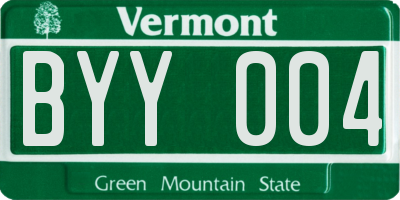 VT license plate BYY004