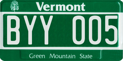 VT license plate BYY005