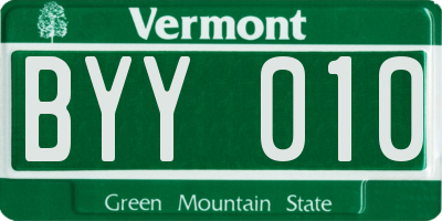 VT license plate BYY010