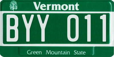 VT license plate BYY011