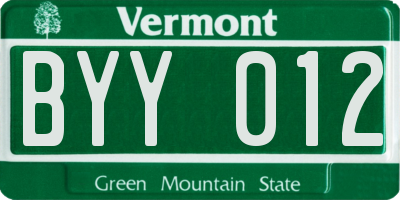 VT license plate BYY012