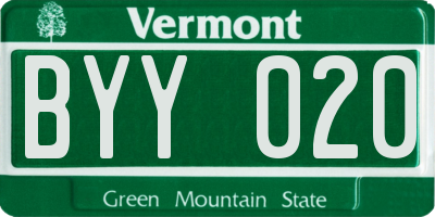 VT license plate BYY020