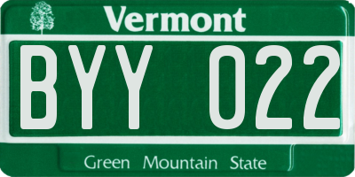 VT license plate BYY022