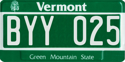 VT license plate BYY025
