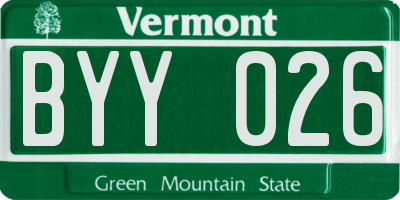 VT license plate BYY026