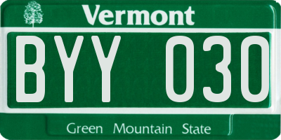 VT license plate BYY030