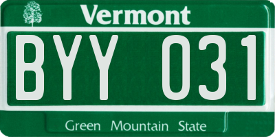 VT license plate BYY031