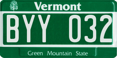 VT license plate BYY032