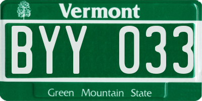 VT license plate BYY033