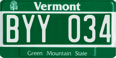 VT license plate BYY034