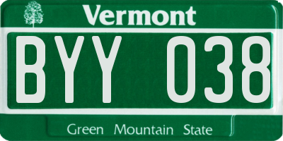 VT license plate BYY038