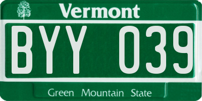 VT license plate BYY039