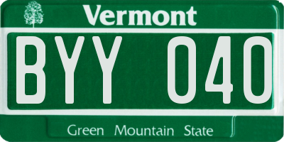 VT license plate BYY040