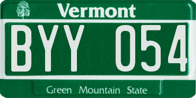 VT license plate BYY054