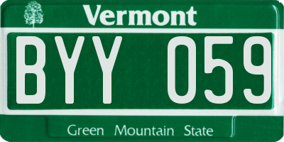 VT license plate BYY059