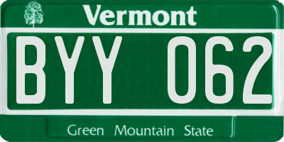 VT license plate BYY062