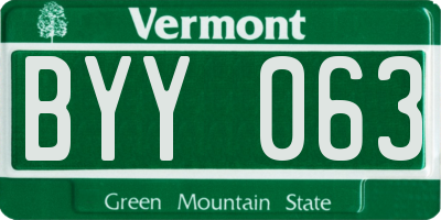 VT license plate BYY063