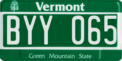VT license plate BYY065