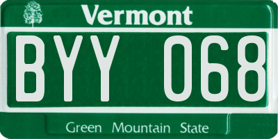 VT license plate BYY068