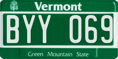 VT license plate BYY069