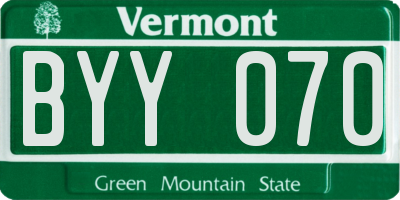 VT license plate BYY070
