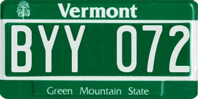 VT license plate BYY072