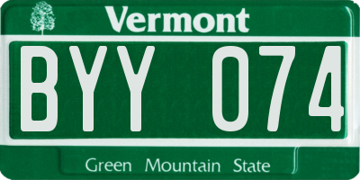 VT license plate BYY074