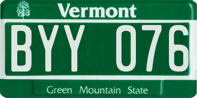 VT license plate BYY076