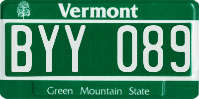 VT license plate BYY089