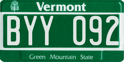 VT license plate BYY092