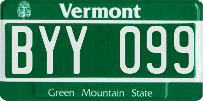 VT license plate BYY099