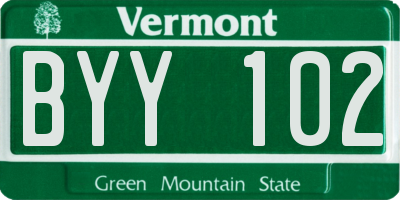 VT license plate BYY102