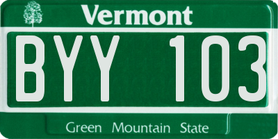 VT license plate BYY103