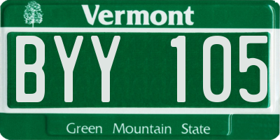 VT license plate BYY105