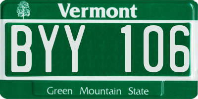 VT license plate BYY106