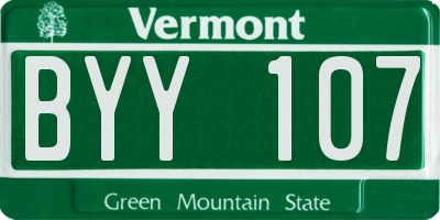 VT license plate BYY107