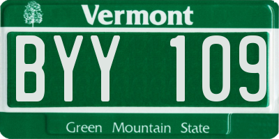 VT license plate BYY109
