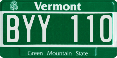 VT license plate BYY110