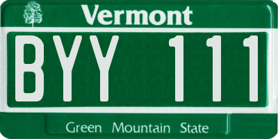 VT license plate BYY111
