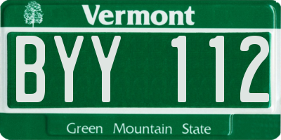 VT license plate BYY112