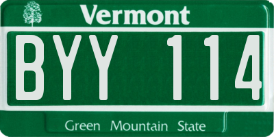VT license plate BYY114