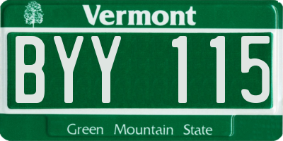 VT license plate BYY115