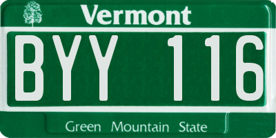 VT license plate BYY116