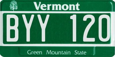 VT license plate BYY120