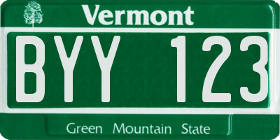 VT license plate BYY123