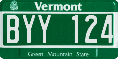 VT license plate BYY124